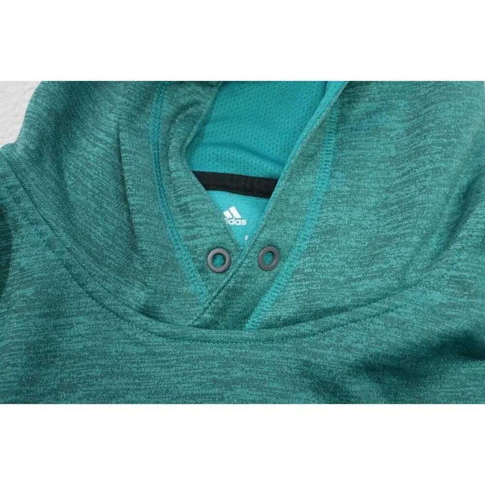 Adidas Hoodie Pull Over Fleece ClimaWarm‎ Teal Athletic Sweater Mens Size Large